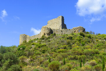 Obraz premium The Château d'Aguilar is a 12th-century castle, one of the so-called Cathar castles, located in the commune of Tuchan in the Aude département of France.