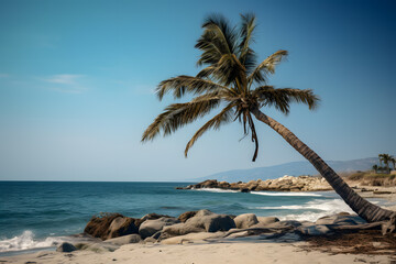 Fototapeta na wymiar beach and a palm tree