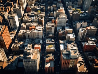 A bird's-eye view image of a bustling cityscape, providing a unique perspective on daily life. Generative AI
