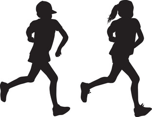 Group of people running, conceptual silhouettes.	