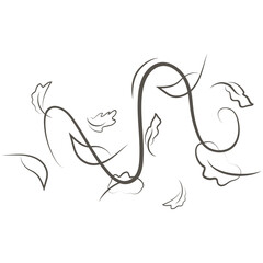 Outline drawing of a breath of wind.Wind blow  set in line style.Wave flowing illustration with hand drawn doodle cartoon style.