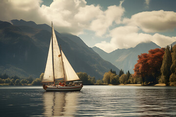 A boat sailing on a lake