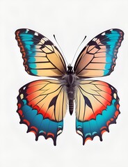 Butterfly on white background. Photorealistic illustration generated ai
