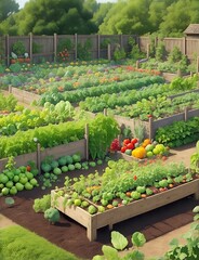 Vegetable garden. Photorealistic illustration generated ai