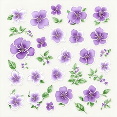 Purple, violet flower buds with petals on gray background. Illustration generated ai