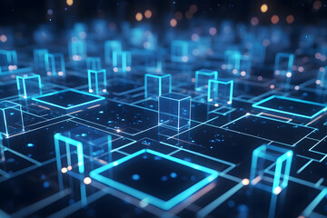 information technology and blockchain abstract background wallpaper with futuristic graphic design and technological elements