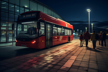 bus stopping with red bus at a station
