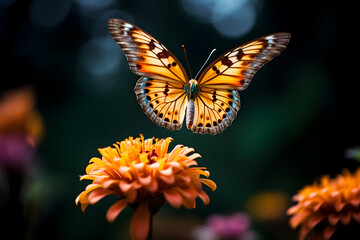 Fototapeta na wymiar A butterfly landing on a flower