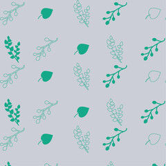 Vector pattern for design, labels, frames, things, notebooks, notepads for packaging luxury items in a trendy linear style. Floral pattern in green and gray style.