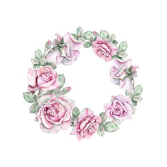 Watercolor rose wreath
