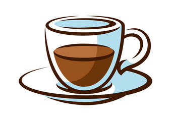 Cup of black tea. Illustration of traditional drink.