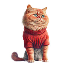 Ginger cat in clothes png