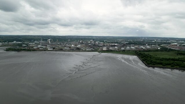 Drone shots of oil refinery in Scotland