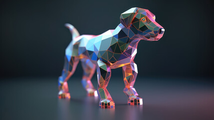 Fototapeta premium AI generated Abstract polygonal dog on a dark background