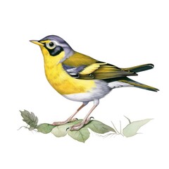 Fototapeta premium Canada warbler bird isolated on white. Generative AI