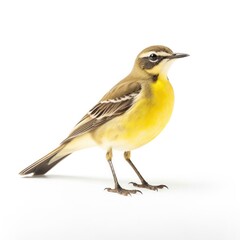 Eastern yellow wagtail bird isolated on white. Generative AI