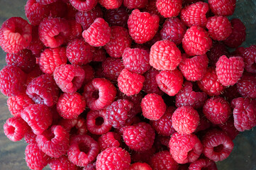 Pile of red raspberries