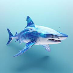 blue shark made of water 3d Generative AI