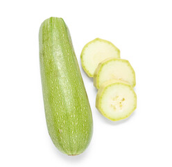 Fresh green zucchini on white background