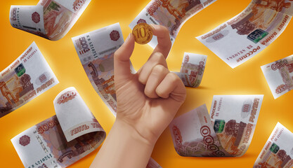 Russian Money Photo Illustration
