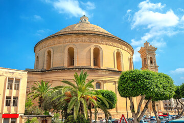 Church of St. Marija Assunta in Mosta or Rotunda of Mosta. Malta. - obrazy, fototapety, plakaty