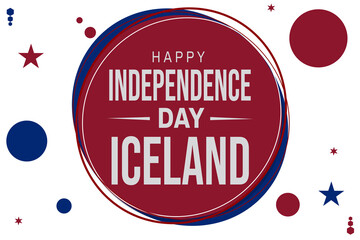 Iceland happy independence day greeting card, banner illustration. Iceland national holiday 17th of june template design