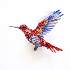 Obraz premium Berylline hummingbird bird isolated on white. Generative AI