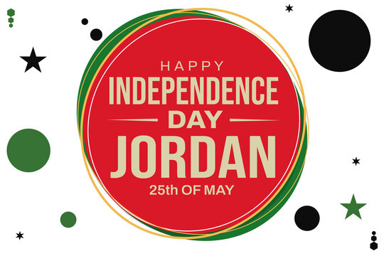 Jordan happy independence day greeting card, banner illustration. Jordan national holiday 25th of may poster design.