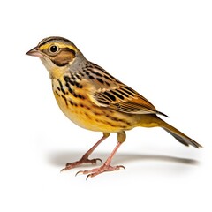 Fototapeta premium Henslows sparrow bird isolated on white. Generative AI