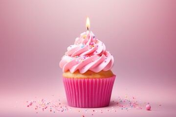 Birthday cupcake. AI generated