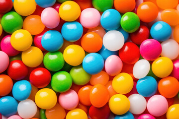 Fototapeta na wymiar Photo of bright colored candy, shot top down. AI generated