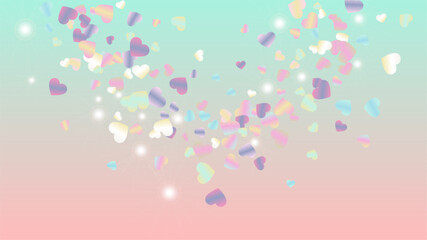 Realistic Background with Confetti of Hearts Glitter Particles. St. Valentine Day. Celebration pattern. Light Spots. Explosion of Confetti. Glitter Vector Illustration. Design for Banner.