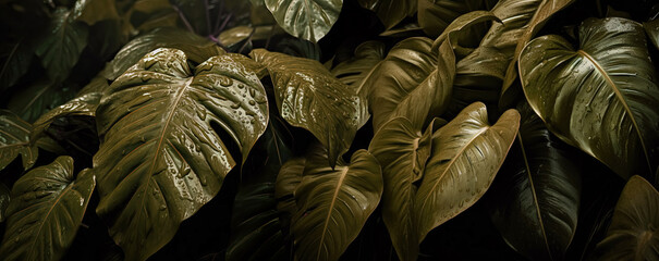 Tropical leaves. AI generative