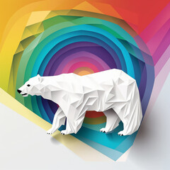 Rainbow polar bear. Generative Ai Illustration