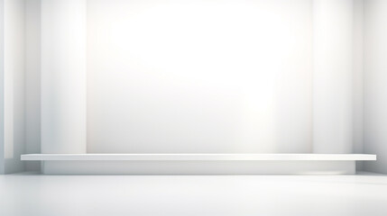 Obraz premium empty room with a white wall with diffused light falling from the ceiling. Generative Ai. 