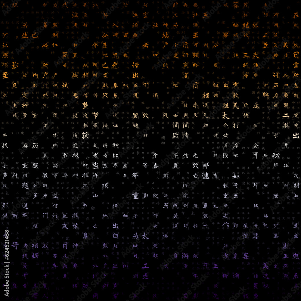 Fototapete letters matrix background. random chinese simplified alphabet letters. gradient matrix pattern. purp