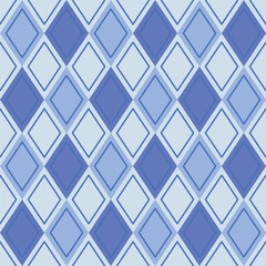 Blue abstract seamless geometric diamonds vector patterns. Rhombus pattern for your design.
