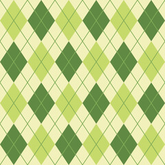 Green abstract seamless geometric diamonds vector patterns. Rhombus pattern for your design.
