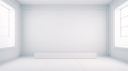 empty room with white wall. Generative Ai. 