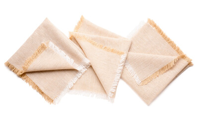 Set of clean napkins on white background