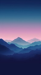 Lilac Sky at Dusk: A Minimalist Mountain Landscape AI Generated