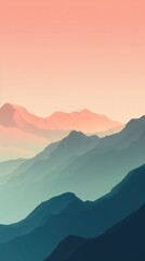 Mountain Landscape with Pink Sky at Dusk AI Generated