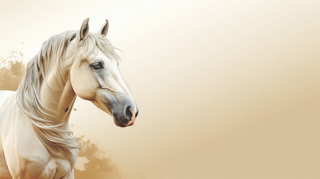 Horse. Web banner with copy space. Generative AI