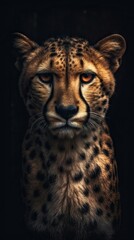 Vintage Style Cheetah on Dark Background AI Generated