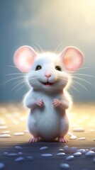 Detailed and Lifelike: Oh My God, It's a Cute Mouse! Cinematic Effect with Simple Background AI Generated