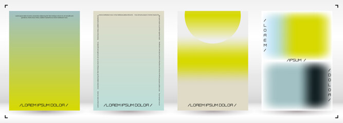 Fototapeta premium Futuristic Background Set with Gradient Mesh Holographic Shapes. Vector Template Design for your Business. Minimal Print Set in Yellow Green Blue Colors for Your Identity Style.