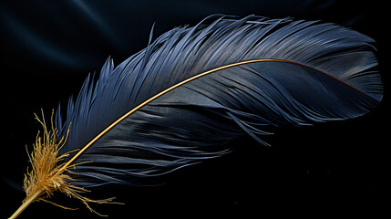 a black feather on black background