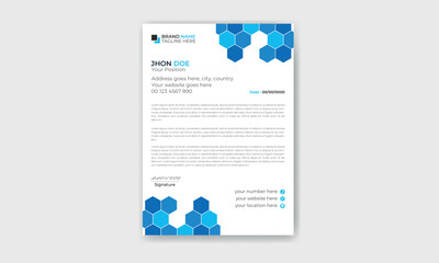 Colorful polygon shapes corporate company business letterhead template design.