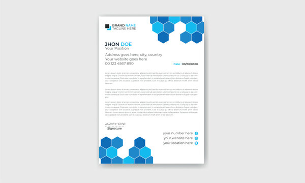 Colorful polygon shapes corporate company business letterhead template design.