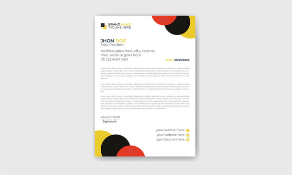 Modern colorful circle corporate company business letterhead template design.